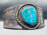 Sturdy Vintage Native American Navajo Morenci Turquoise Sterling Silver Bracelet-Nativo Arts