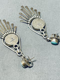 One Of The Finest Vintage Zuni Turquoise Inlay Sterling Silver Earrings-Nativo Arts