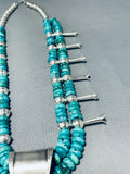 Stunning Navajo/ Sioux Turquoise Sterling Silver Squash Blossom Necklace-Nativo Arts