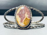 Grapefruit Agate Vintage Native American Navajo Sterling Silver Bracelet Old-Nativo Arts