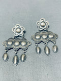 Fabulous Vintage Native American Navajo Sterling Silver Repousse Earrings-Nativo Arts