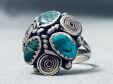 Swirls Of Sterling Vintage Native American Navajo Turquoise Ring Old-Nativo Arts