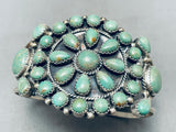 Superior Vintage Native American Navajo Green Turquoise Sterling Silver Cluster Bracelet-Nativo Arts