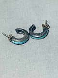 Sweet Vintage Native American Navajo Royston Turquoise Sterling Silver Earrings-Nativo Arts