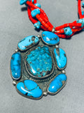 Massive Vintage Native American Navajo Bisbee Old Kingman Turquoise Sterling Silver Necklace-Nativo Arts
