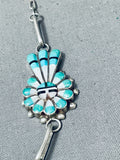 Detailed Vintage Zuni Turquoise Sun God Inlay Sterling Silver Necklace-Nativo Arts