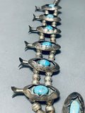 Flower Vintage Native American Navajo Turquoise Sterling Silver Squash Blossom Necklace-Nativo Arts