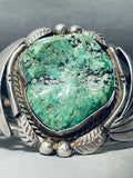 Huge Vintage Native American Navajo Green Turquoise Sterling Silver Bracelet Cuff-Nativo Arts