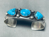 Superior Vintage Native American Navajo Carico Lake Turquoise Sterling Silver Bracelet-Nativo Arts