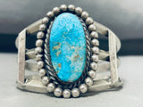 Tremendous Vintage Native American Navajo Pilot Mountain Turquoise Sterling Silver Bracelet-Nativo Arts