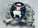 Dancing Ceremonial Vintage Native American Zuni Kachina Sterling Silver Bracelet Cuff-Nativo Arts