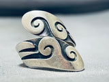 Native American Hypnotic Vintage Hopi Signed Sterling Silver Waves Adjustable Ring-Nativo Arts