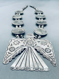 283 Grams Native American Navajo Thunderbird Sterling Silver Squash Blossom Necklace-Nativo Arts
