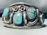 Tommy Sam Vintage Native American Navajo Turquoise Sterling Silver Flower Bracelet-Nativo Arts