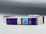 Douglas Signed Vintage Native American Navajo Sugilite Sterling Silver Inlay Bracelet-Nativo Arts