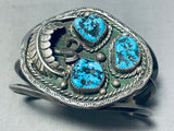Fascinating Vintage Native American Navajo Morenci Turquoise Sterling Silver Bracelet-Nativo Arts