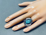 Tc Exceptional Vintage Native American Navajo Morenci Turquoise Sterling Silver Ring