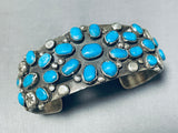 Early 1900's Vintage Native American Navajo Turquoise Cluster Sterling Silver Bracelet-Nativo Arts