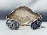 Detailed Vintage Southwest Faux Ruby Sterling Silver Swirl Bracelet