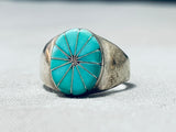 Sensational Vintage Native American Zuni Turquoise Sterling Silver Ring-Nativo Arts