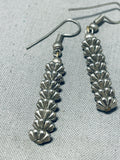 Fabulous Vintage Native American Navajo Stacks Of Sterling Silver Flowers Earrings-Nativo Arts