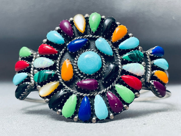 Larry Moses Begay Colorful Vintage Native American Navajo Sterling Silver Bracelet-Nativo Arts