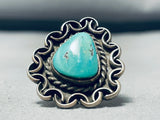 Twirls Of Love Vintage Native American Navajo Turquoise Sterling Silver Ring Old-Nativo Arts