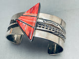 One Of Coolest Ever Vintage Native American Navajo Spiny Oyster Sterling Silver Inlay Bracelet-Nativo Arts