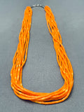 Wonderful Native American Navajo Orange Spiny Oyster Sterling Silver Necklace-Nativo Arts