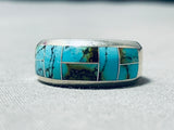 Special Vintage Native American Navajo Blue Diamond Turquoise Sterling Silver Ring-Nativo Arts