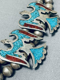 Choker Vintage Native American Navajo Turquoise Sterling Silver Squash Blossom Necklace-Nativo Arts
