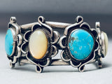 Stunning Vintage Native American Navajo Turquoise Shell Sterling Silver Bracelet-Nativo Arts
