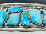 Rare Vintage Native American Navajo Morenci Old Kingman Turquoise Sterling Silver Bracelet-Nativo Arts