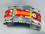 Hand Beaded!! Sterling Silver Vintage Navaj Kachina Bracelet Cuff-Nativo Arts