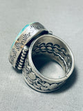 Magnificent Native American Navajo Damale Turquoise Sterling Silver Signed Ring-Nativo Arts