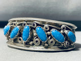 One Of The Most Detailed Vintage Native American Navajo Lapis Sterling Silver Swirl Bracelet-Nativo Arts