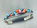 Outstanding Native American Navajo Blue Diamond Turquoise Sterling Silver Bracelet Signed-Nativo Arts