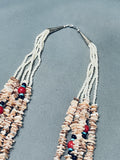 Quality Vintage Native American Navajo Sand Shell Sterling Silver Necklace