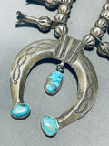 One Of The Best Vintage Native American Navajo Turquoise Sterling Silver Squash Blossom Necklace-Nativo Arts