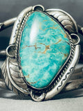 Gasp! Vintage Navajo Royston Turquoise Sterling Silver Leaf Bracelet-Nativo Arts
