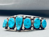 Heavy Vintage Native American Navajo Turquoise Sterling Silver Wire Bracelet-Nativo Arts