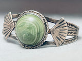 Early 1900's Vintage Native American Navajo Green Stone Sterling Silver Bracelet-Nativo Arts