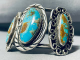 Opulent Vintage Native American Navajo #8 Turquoise Sterling Silver Bracelet-Nativo Arts