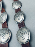 Hand Tooled Vintage Native American Navajo Sterling Silver Repoussed Concho Belt-Nativo Arts