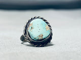 Natural Apache Turquoise Vintage Native American Navajo Sterling Silver Ring Old-Nativo Arts