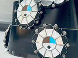 Tom Henry Vintage Native American Navajo Turquoise Inlay Sterling Silver Concho Belt