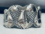 One Of The Most Unique Vintage Sterling Silver Fish Bracelet Cuff-Nativo Arts
