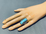 Brilliant Vintage Native American Navajo Sky Blue Turquoise Sterling Silver Ring-Nativo Arts