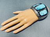 One Of The Best Vintage Native American Navajo Blue Diamond Turquoise Sterling Silver Bracelet-Nativo Arts