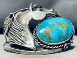 One Of The Best Vintage Native American Navajo Horse Turquoise Sterling Silver Bracelet-Nativo Arts